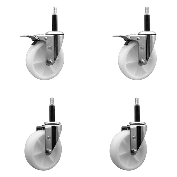 Service Caster 5'' Nylon Swivel 3/4'' Expanding Stem Caster Set 2 Total Lock Brakes, 4PK SCC-EXTTL20S514-NYS-2-S-2-34 - main